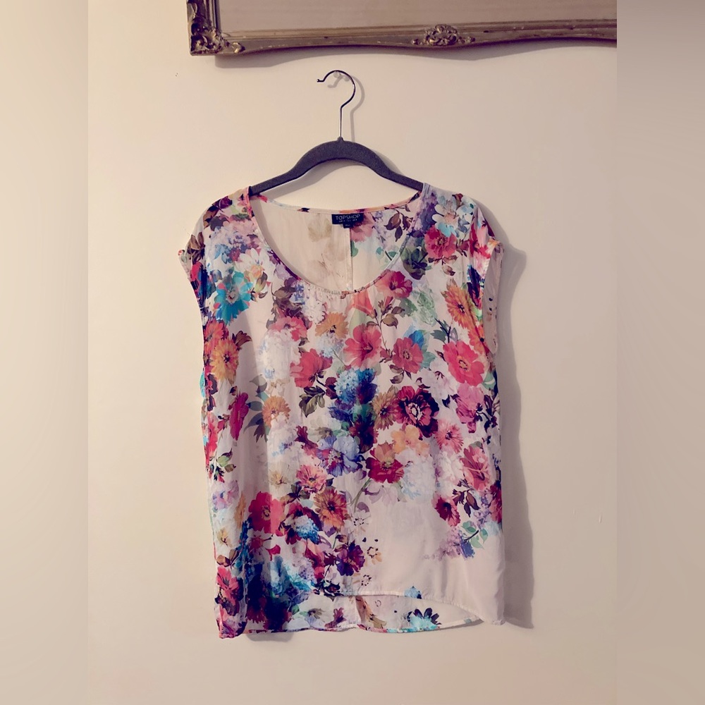 Topshop spring floral sheer women’s sleeveless top Size 2